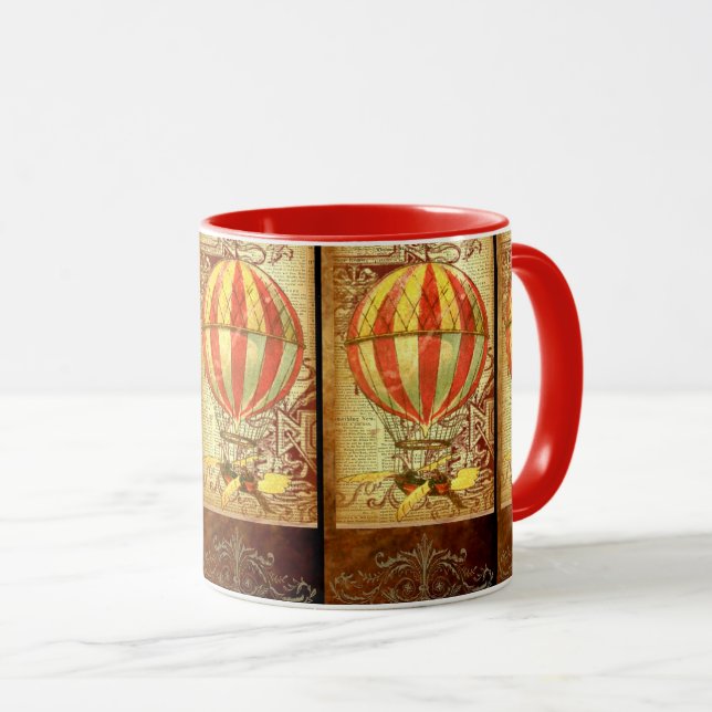 Vintage hot air balloon victorian mug (Front Right)