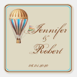 Vintage Hot Air Balloon Wedding Envelope Seal