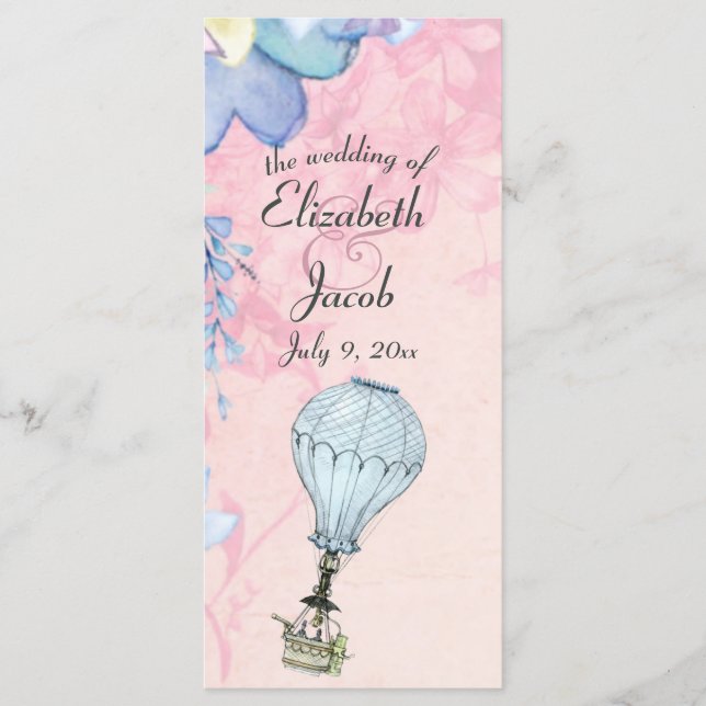 Vintage Hot Air Balloon Wedding Program (Front)