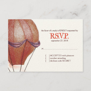 Vintage Hot Air Balloon Wedding RSVP Card