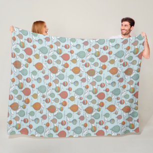 Vintage Hot Air Balloons and Cloudy Sky Backdrop Fleece Blanket