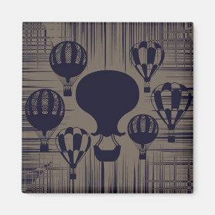 Vintage Hot Air Balloons Distressed Grunge Magnet