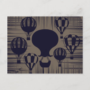Vintage Hot Air Balloons Distressed Grunge Postcard