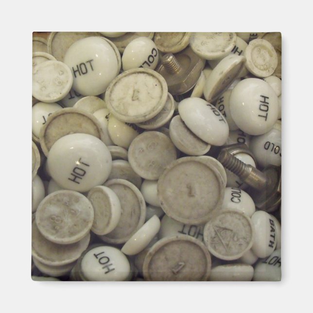Vintage Hot and Cold Porcelain Knobs Magnet (Front)