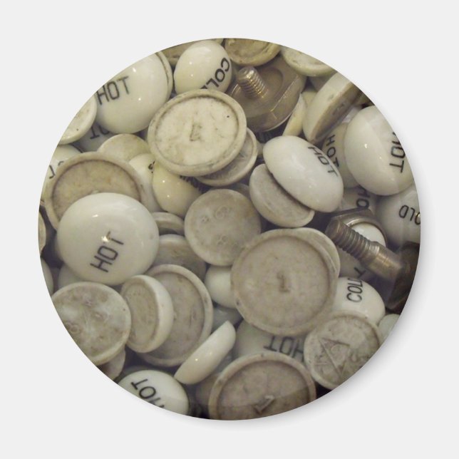 Vintage Hot and Cold Porcelain Knobs Magnet (Front)