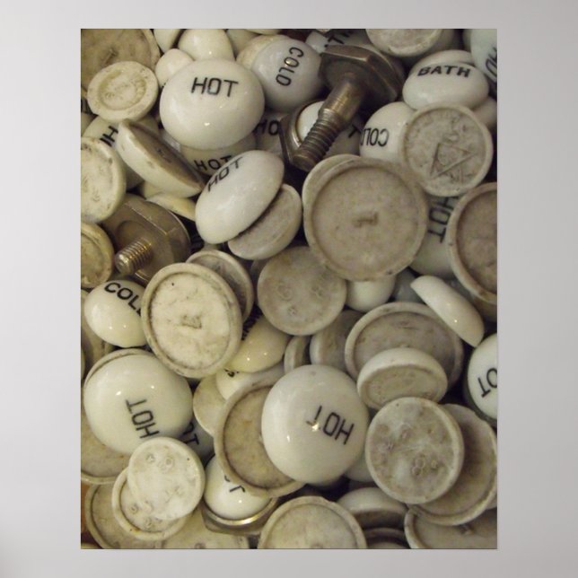 Vintage Hot and Cold Porcelain Knobs Poster (Front)