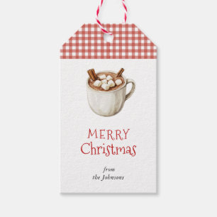 Vintage Hot Cocoa gingham Christmas Gift Tags