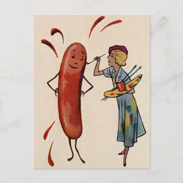 Vintage Hot Dog Postcard (Front)