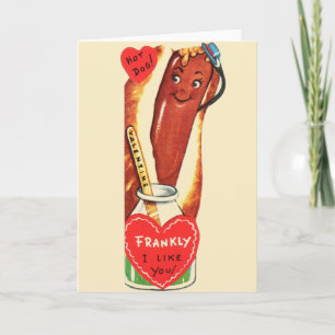 Vintage Hot Dog Valentine Greeting Card
