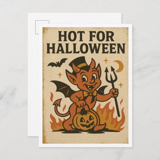 Vintage Hot for Halloween Postcard (Front/Back)