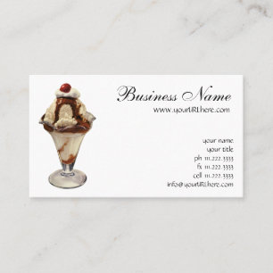 Vintage Hot Fudge Ice Cream Sundae Desserts Business Card
