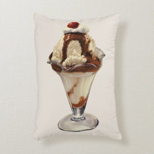 Vintage Hot Fudge Ice Cream Sundae Desserts Decorative Cushion
