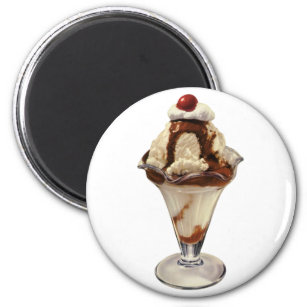 Vintage Hot Fudge Ice Cream Sundae Desserts Magnet