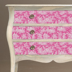 Vintage Hot Pink French Toile de Jouy Floral Tissue Paper