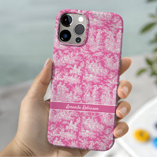 Vintage Hot Pink French Toile De Jouy Pattern iPhone 16 Case