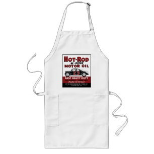 Vintage Hot-Rod Motor Oil tin can design Long Apron