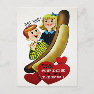 Vintage Hotdog Love Postcard