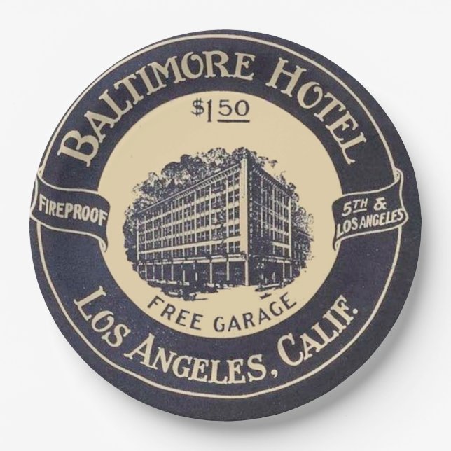 Vintage Hotel  Paper Plate (Front)