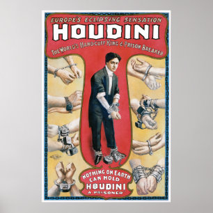 Vintage Houdini Handcuff King Advertising Poster