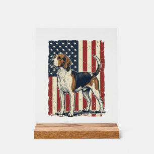 Vintage Hound Dog Patriotic Flag Vector Shirt Desi Acrylic Sign