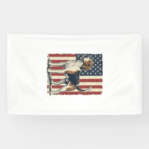 Vintage Hound Dog Patriotic Flag Vector Shirt Desi Banner