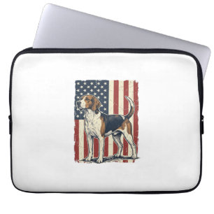 Vintage Hound Dog Patriotic Flag Vector Shirt Desi Laptop Sleeve