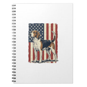 Vintage Hound Dog Patriotic Flag Vector Shirt Desi Notebook