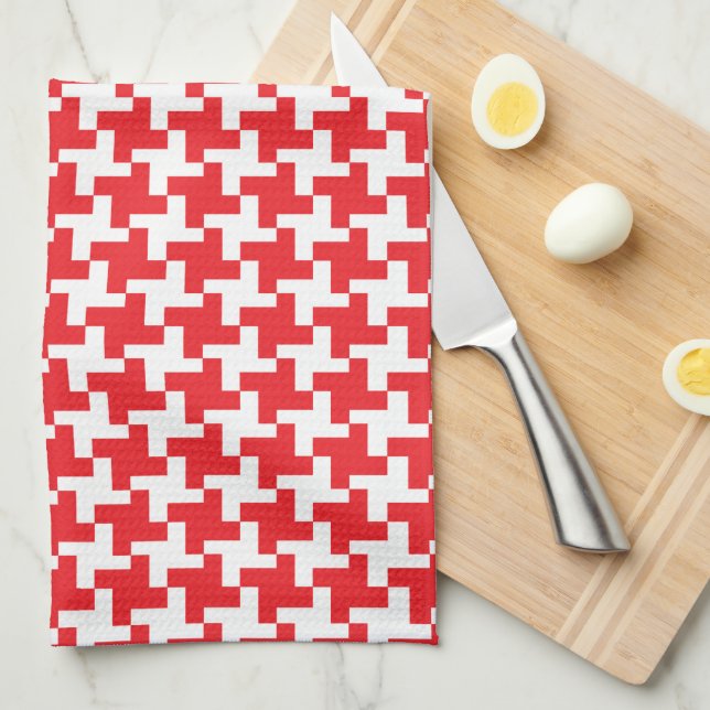 Vintage Houndstooth Pattern Tea Towel (Quarter Fold)