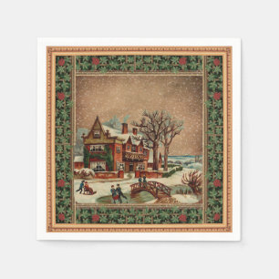 Vintage House In Winter Snow Decoupage Paper  Napkin