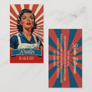 Vintage housewife baker bakery pastry chef business card