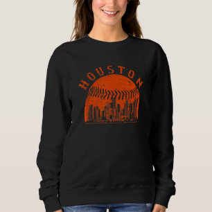 Vintage Houston Cityscape Baseball For Men Women Sweatshirt