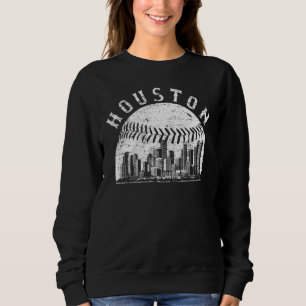 Vintage Houston Cityscape Baseball Skyline Sweatshirt