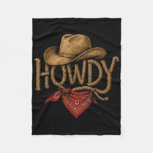 Vintage Howdy Cowboy Retro Western Howdy Cowboy Fleece Blanket