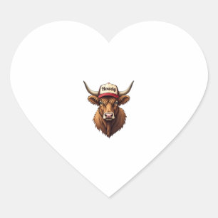 Vintage Howdy Highland Cow Western Trucker Hat Sty Heart Sticker