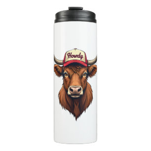 Vintage Howdy Highland Cow Western Trucker Hat Sty Thermal Tumbler