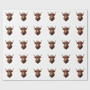 Vintage Howdy Highland Cow Western Trucker Hat Sty Wrapping Paper
