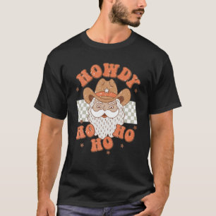 Vintage Howdy Ho Ho Ho Retro Santa Cowboys Western T-Shirt