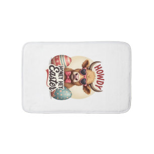 Vintage Howdy Honey Easter Highland Cow Cute Bunny Bath Mat