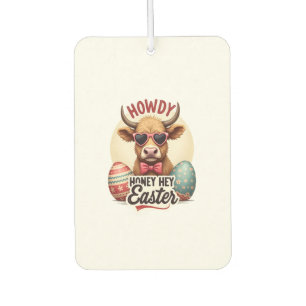 Vintage Howdy Honey Easter Highland Cow Cute Bunny Car Air Freshener