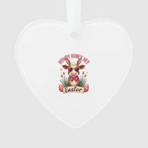 Vintage Howdy Honey Easter Highland Cow Cute Bunny Ornament
