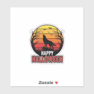 Vintage Howling Wolf Happy Halloween Vector Design