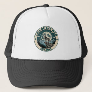 Vintage Howling Wolf Under Full Moon Wilderness Trucker Hat