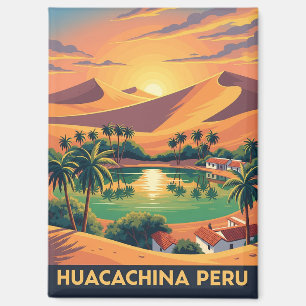 Vintage Huacachina Peru Travel Magnet