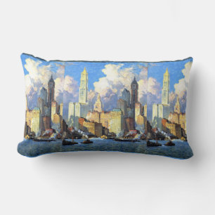 Vintage Hudson River Waterfront Lumbar Cushion
