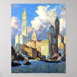 Vintage Hudson River Waterfront Poster