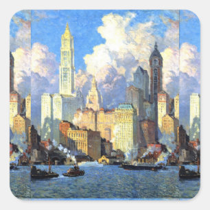 Vintage Hudson River Waterfront Square Sticker
