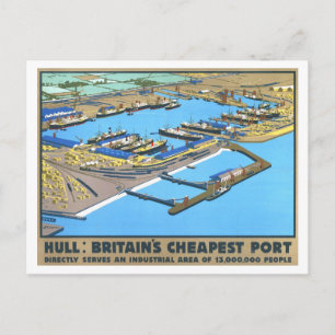 Vintage Hull Travel Poster Postcard