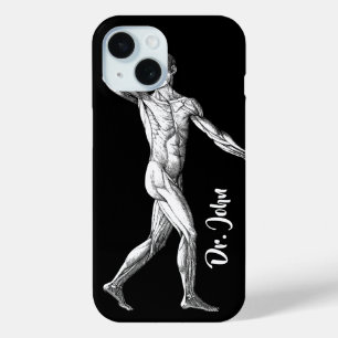 Vintage Human Anatomy, Male Body Muscles iPhone 15 Case