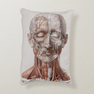 Vintage Human Anatomy Science, Head Throat Nose Decorative Cushion
