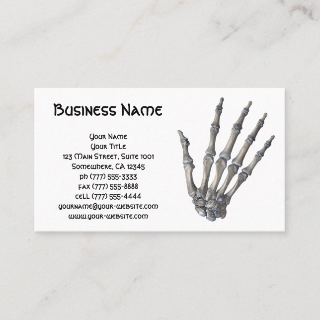 Vintage Human Anatomy Science, Skeleton Hands Business Card (Front)